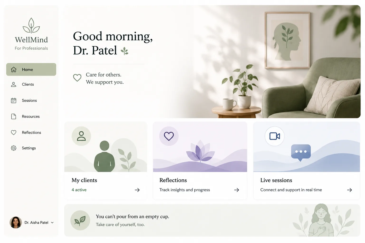Mental-Health-Therapie-Dashboard mit Klientenkontext und Ressourcen